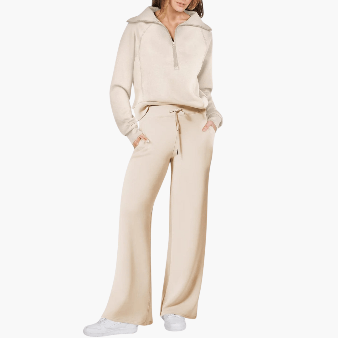 Maike - Bequemes Lounge-Set für Damen Atmungsaktives 2-teiliges Set Beige