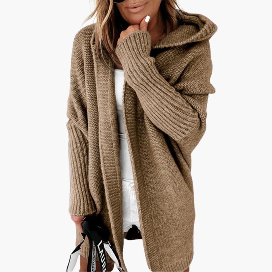 Malina - Strick Cardigan mit Kapuze für Damen Khaki