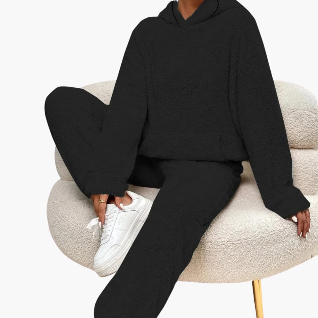 Mandy - Teddy Hoodie Loungewear für Damen Schwarz