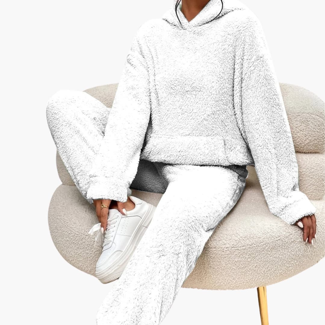 Mandy - Teddy Hoodie Loungewear für Damen Weiß