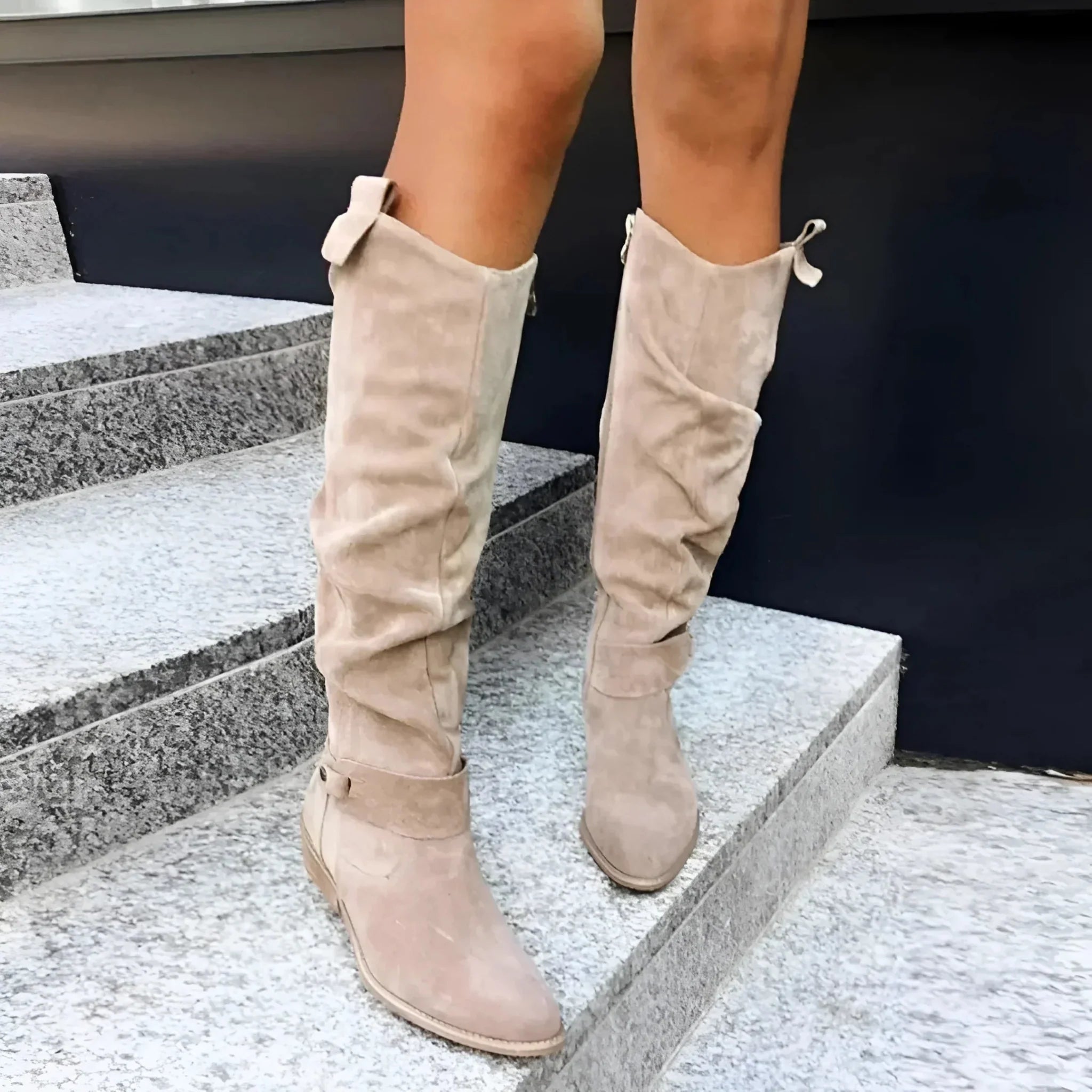 Maria - Hochwertige Lederstiefel Beige 2