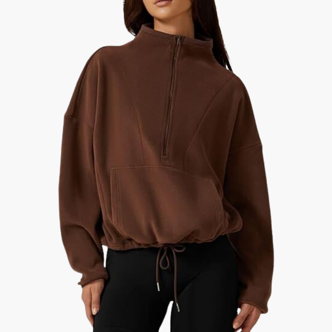 Marianne – Fleecejacke Warmes Polar Fleece Sweatshirt für den Winter Braun