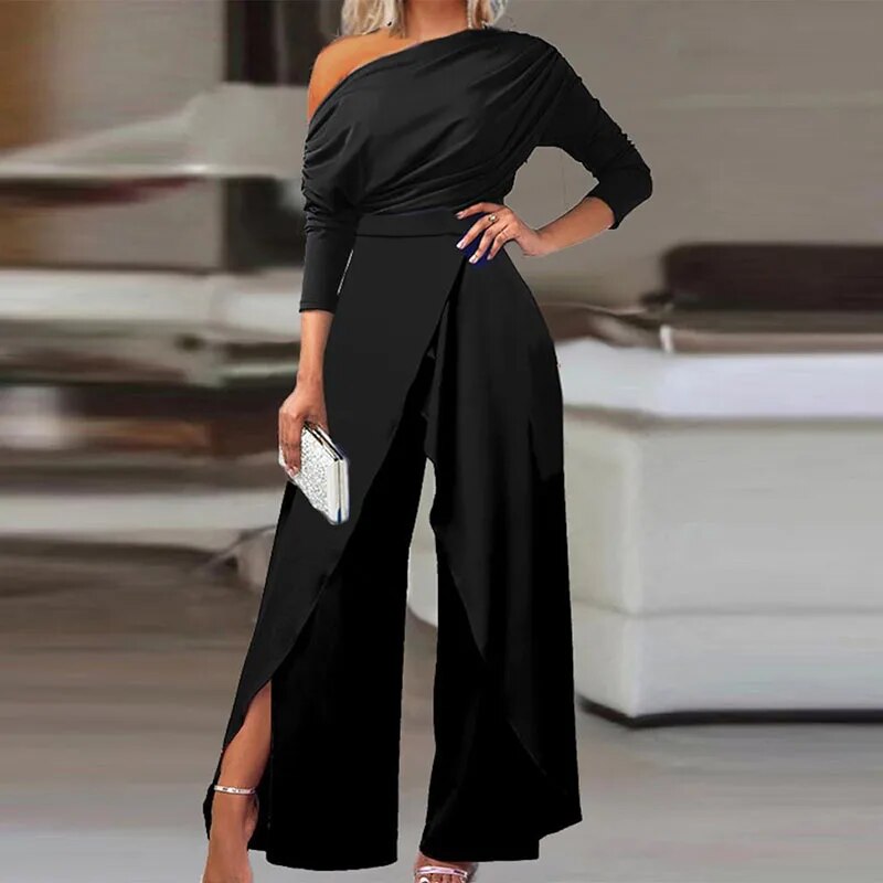 Marisa – Eleganter Damen Jumpsuit mit offenen Schultern Schwarz
