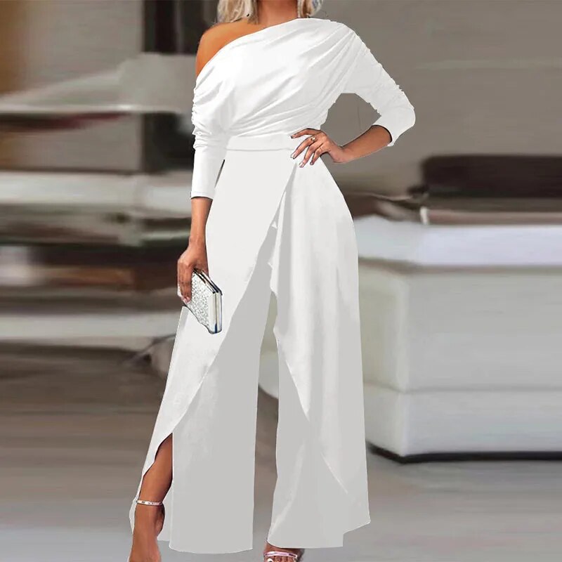 Marisa – Eleganter Damen Jumpsuit mit offenen Schultern Weiß