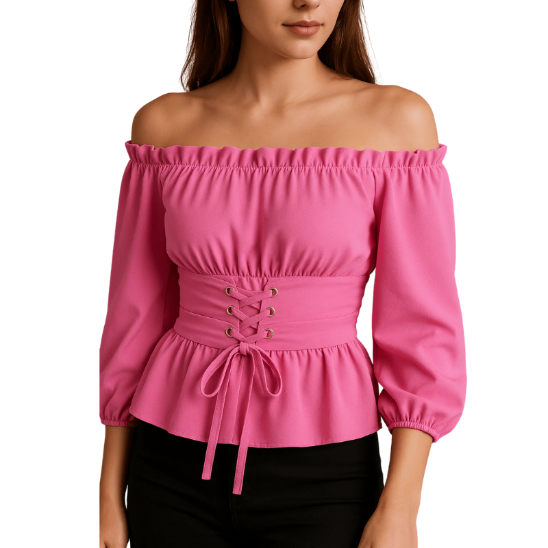 Marlene – Schulterfreie Bluse Damen Elegant Festlich Polyester 1
