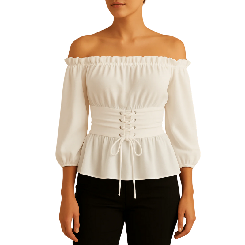 Marlene – Schulterfreie Bluse Damen Elegant Festlich Polyester 3