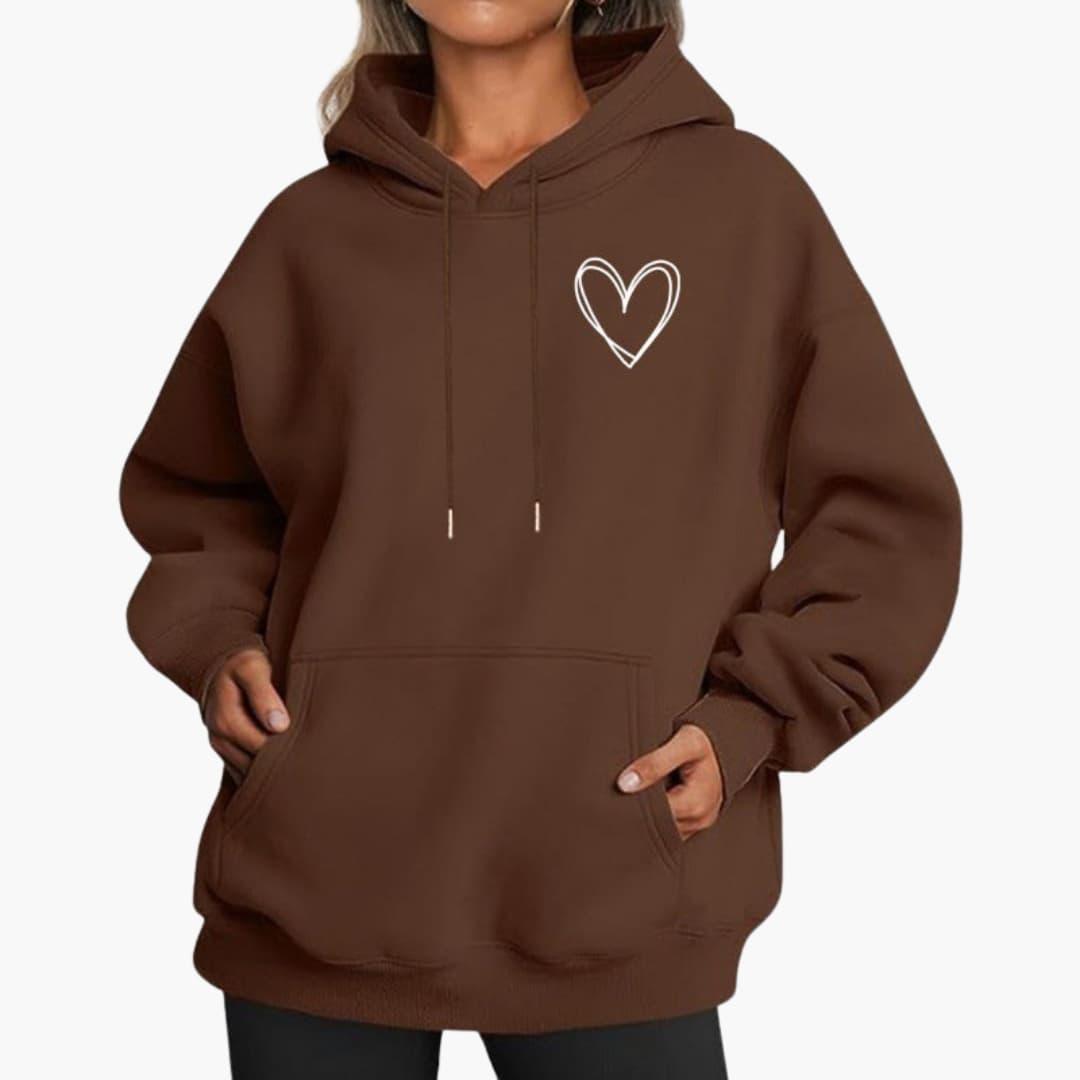 Martina - Bequemer Damen Hoodie Lässiger Kapuzenpullover Braun