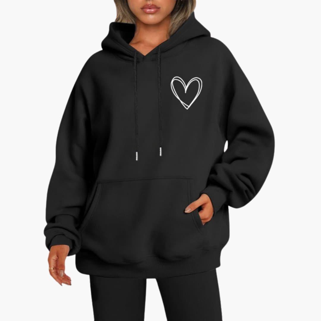 Martina - Bequemer Damen Hoodie Lässiger Kapuzenpullover Schwarz
