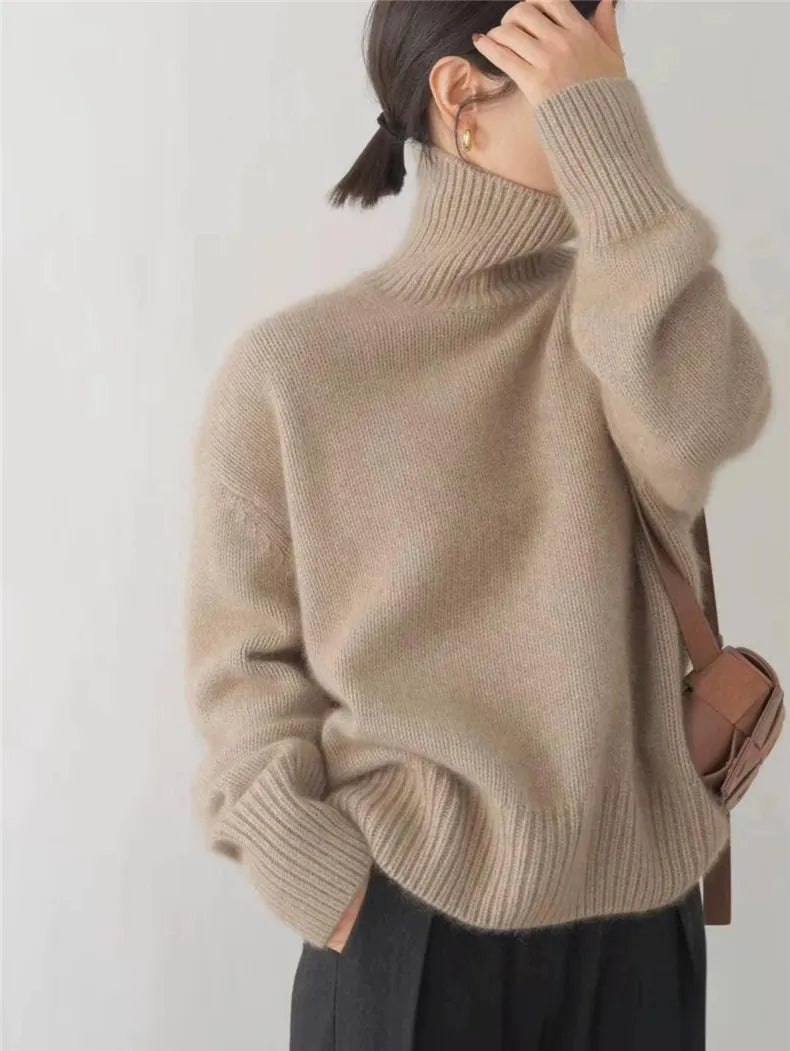 Merle - Kaschmir Rollkragenpullover Damen Beige
