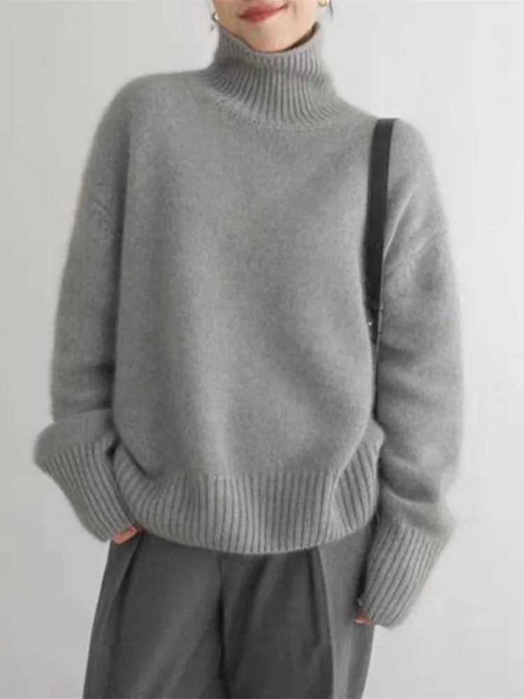 Merle - Kaschmir Rollkragenpullover Damen Grau