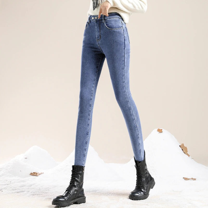 Miriam – Gefütterte Winterjeans mit hoher Taille für Damen Blau