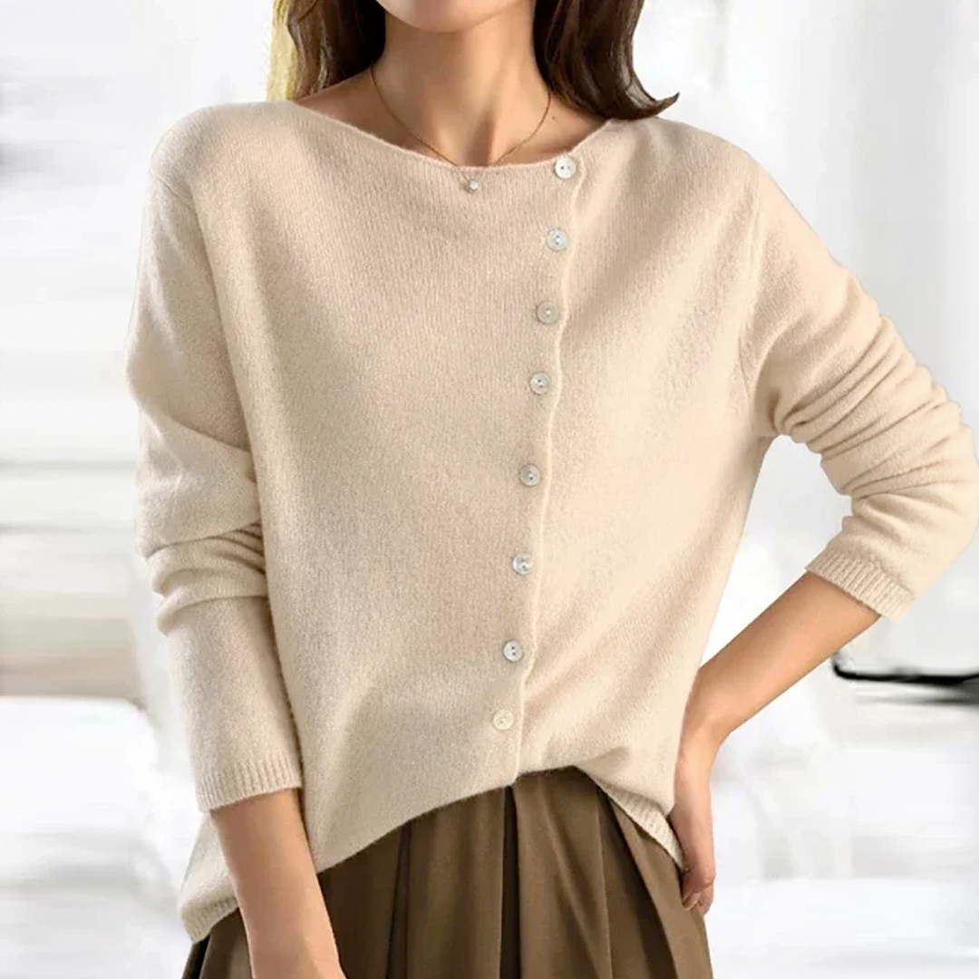 Natalia – Damen Strickpullover Vintage Warm Elegant Beige