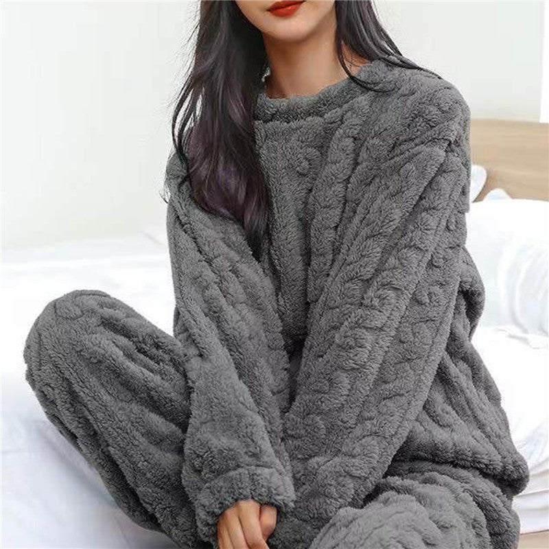 Natascha – Damen Fleece Pyjama Set Warm Kuschelig Schwarz