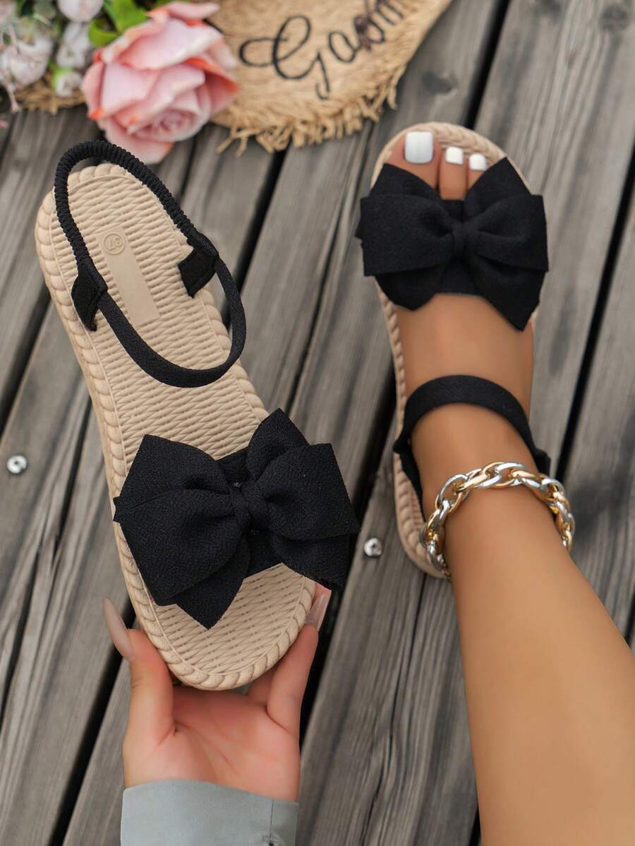 Natascha – Schwarze Schmetterling Sandalen Damen Sommer Bequem 2
