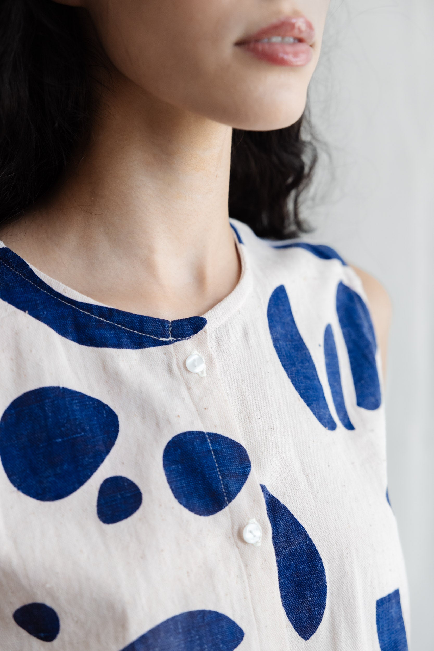 Niamh- Bio Baumwoll Top Diyan Print Atlantik Blockprint Atlantik 3