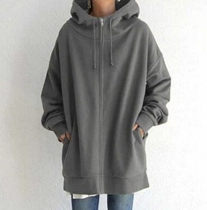 Nikita - Damen Hoodie mit Reißverschluss für Herbst/Winter Grau