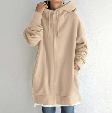Nikita - Damen Hoodie mit Reißverschluss für Herbst/Winter Khaki