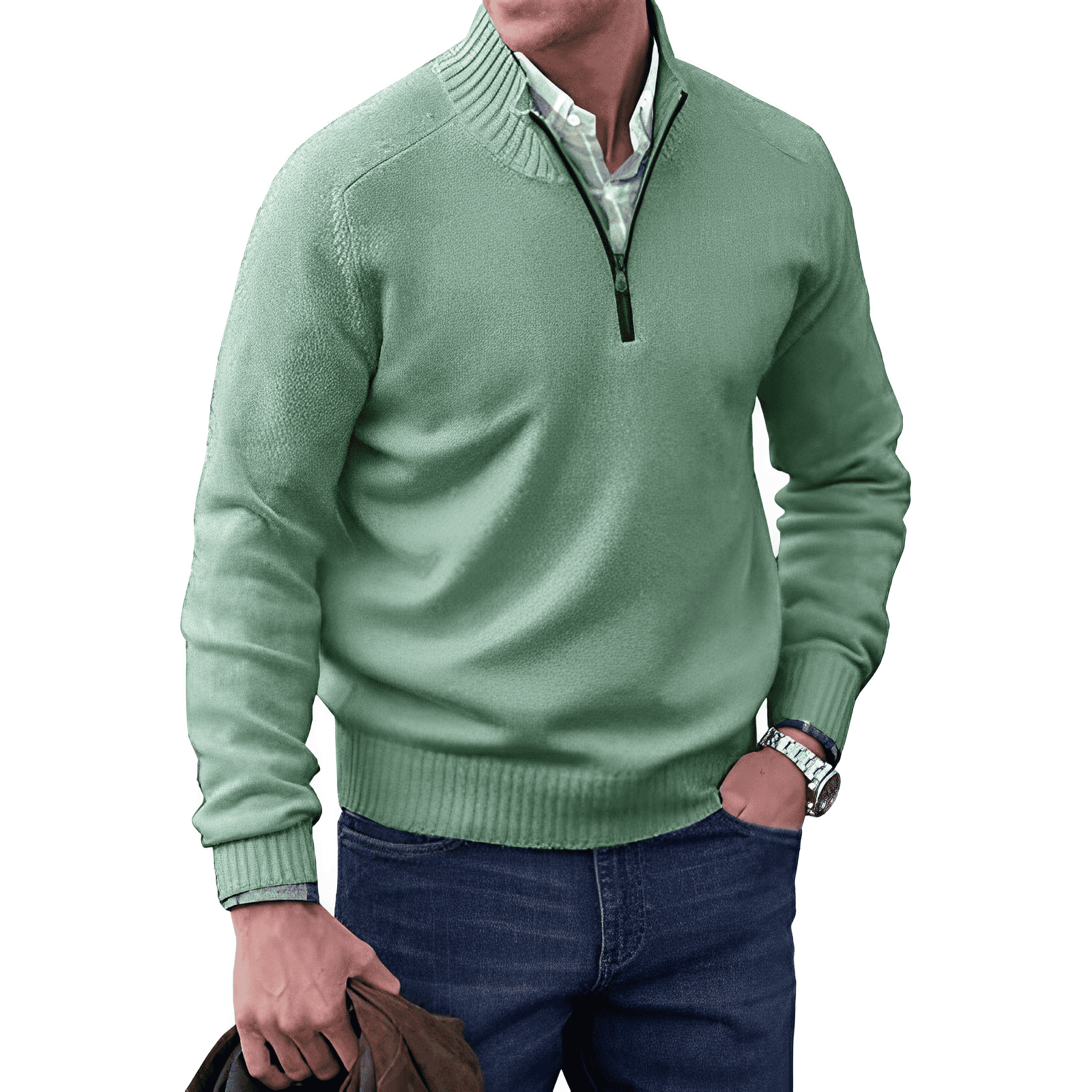 Nils – Herren Kaschmir Pullover Luxuriös Elegant Warm Grün