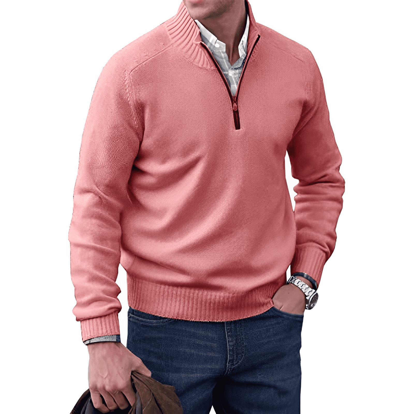 Nils – Herren Kaschmir Pullover Luxuriös Elegant Warm Rosa