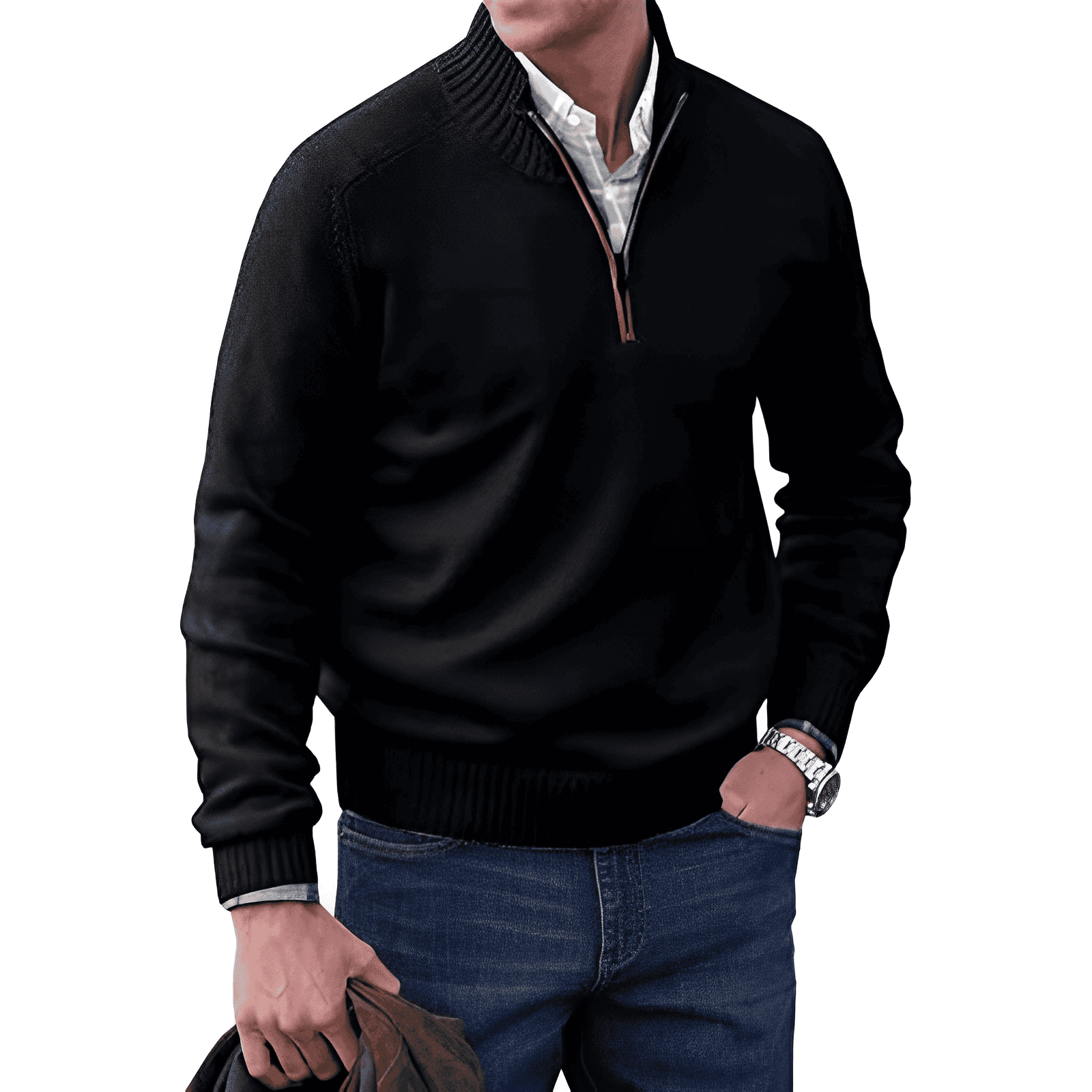 Nils – Herren Kaschmir Pullover Luxuriös Elegant Warm Schwarz