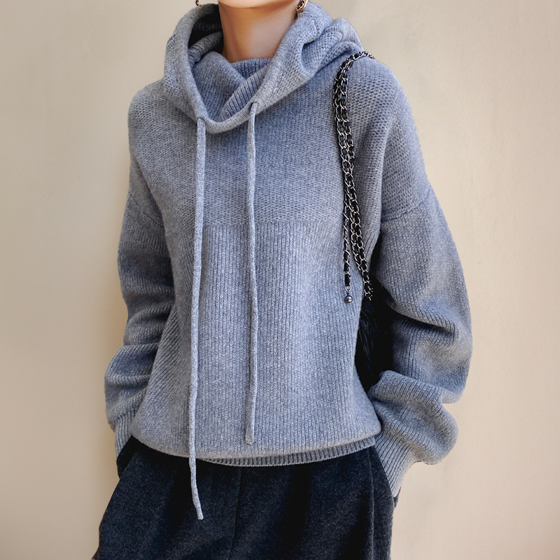 Nisa – Strickpullover Damen Rollkragen Winter Elegant Blau
