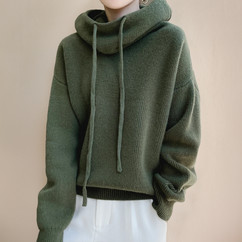 Nisa – Strickpullover Damen Rollkragen Winter Elegant Grün