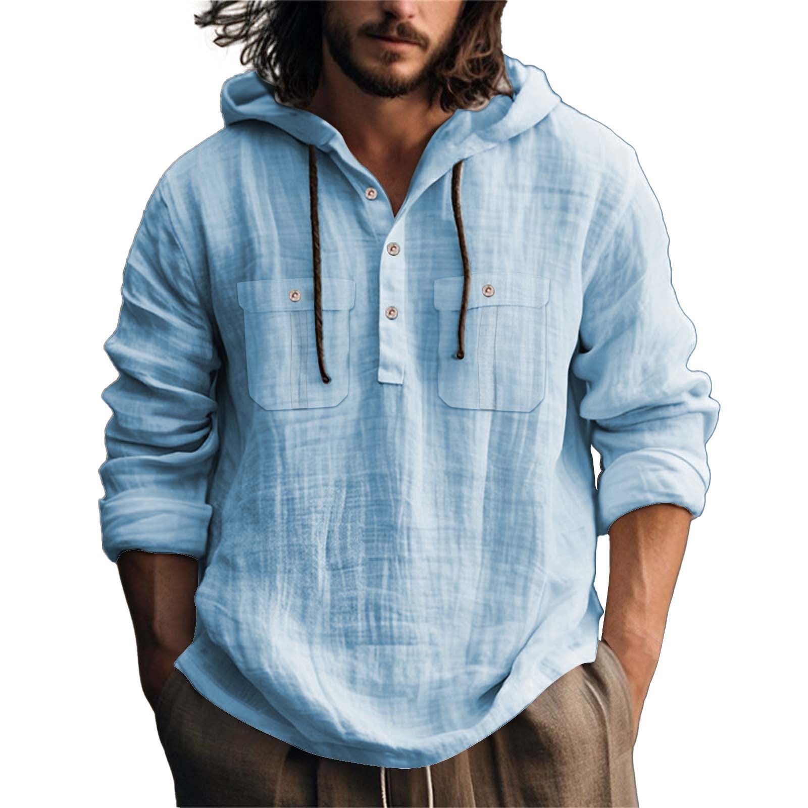 Lars – Kapuzenhemd Mit Knopfleiste Und Taschen