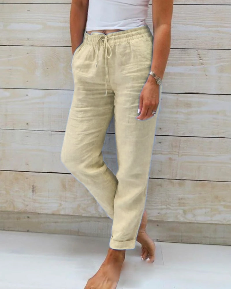 Olalla- Entspannte Hose mit Kordelzug Khaki