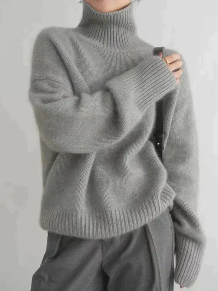 Olivia - Linea Cashmere Rollkragenpullover Grau