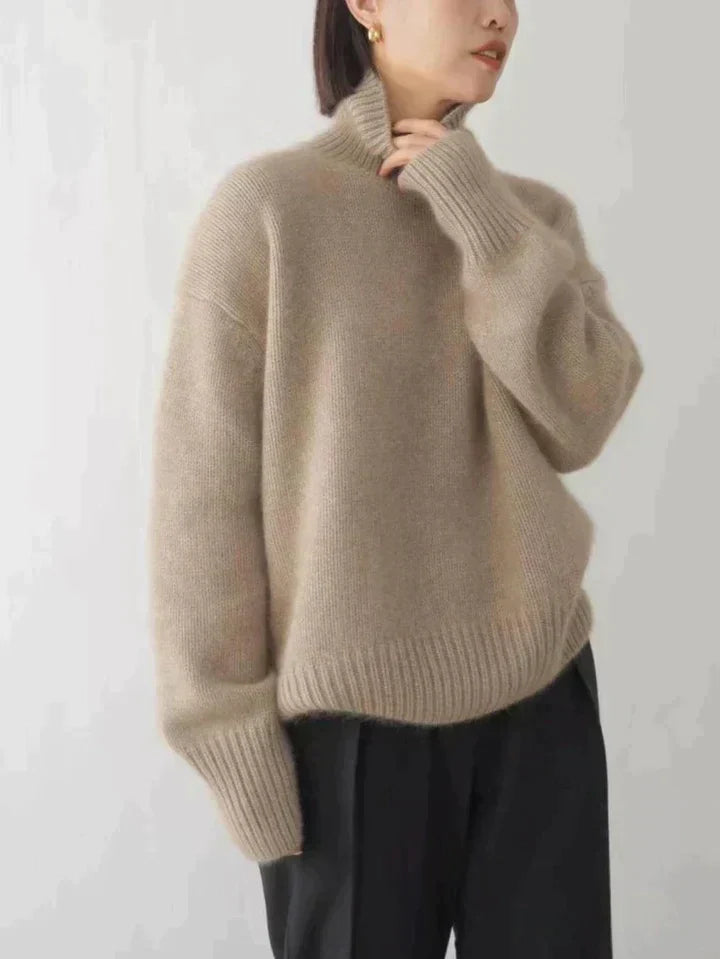 Olivia - Linea Cashmere Rollkragenpullover Khaki
