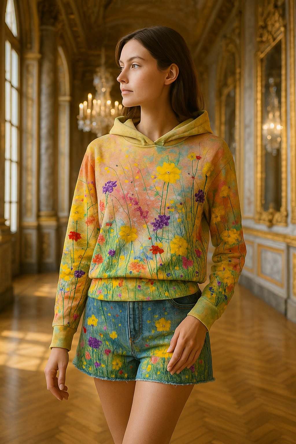 Oralie - Künstlerischer Hoodie mit Blumenprint