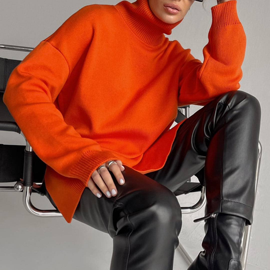 Monika – Rollkragenpullover Damen Mit Seitenschlitz