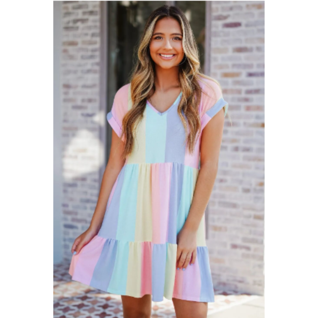 Ovidia - Damen Buntes Kleid Rosa