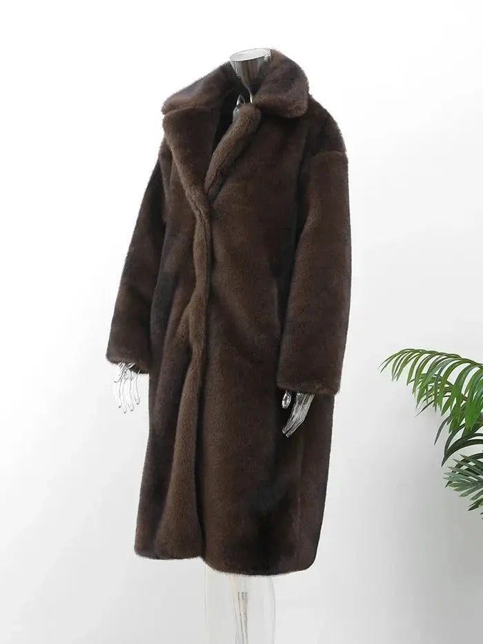 Pandora - Stilvolle Damen Kunstfell Jacke Braun