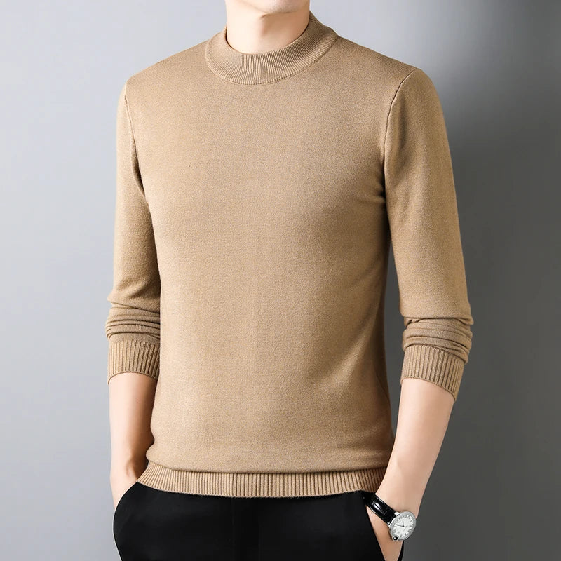 Patrizio - Herren Kaschmir Pullover mit elegantem Saum Beige