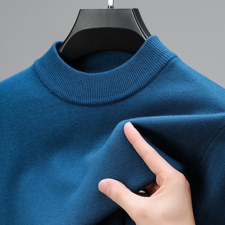 Patrizio - Herren Kaschmir Pullover mit elegantem Saum Blau