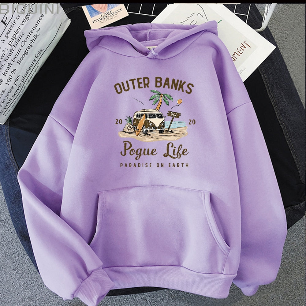 Pepita - Damen Hoodie mit Kpop Streetwear Print Helles Lila