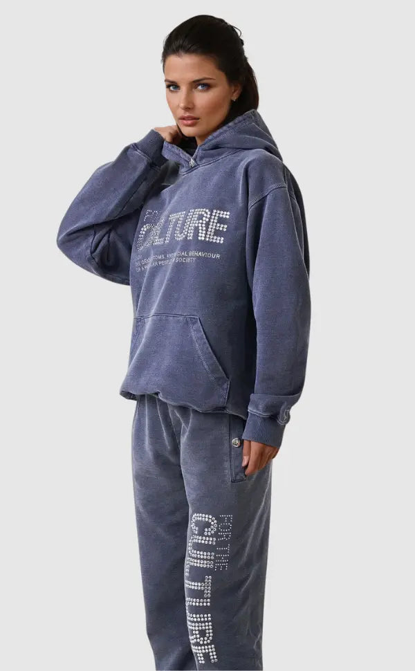 Philina - Bequemer Hoodie mit Culture Design Blau