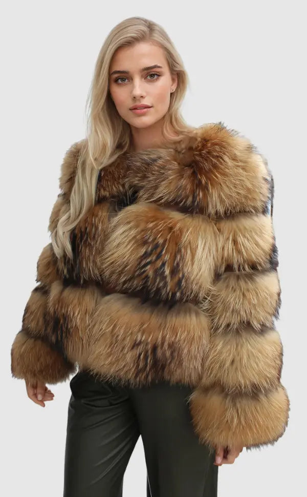 Pierina - Stilvolle Damen Kunstfell Jacke Braun