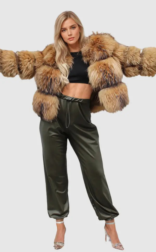 Pierina - Stilvolle Damen Kunstfell Jacke Braun