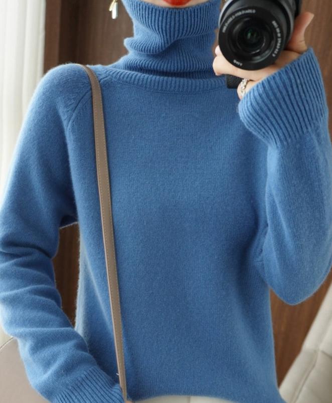 Portia - Kuscheliger Damen Kaschmir Strickpullover Blau