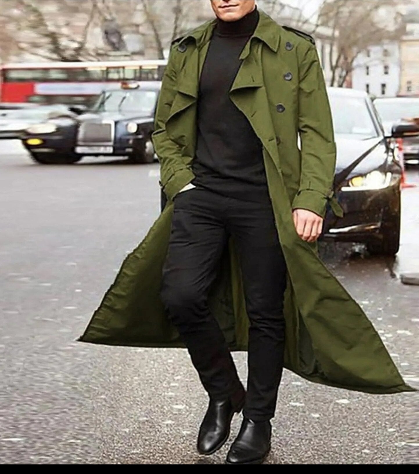 Quayden - Lässiger modischer Herren Trenchcoat Grün