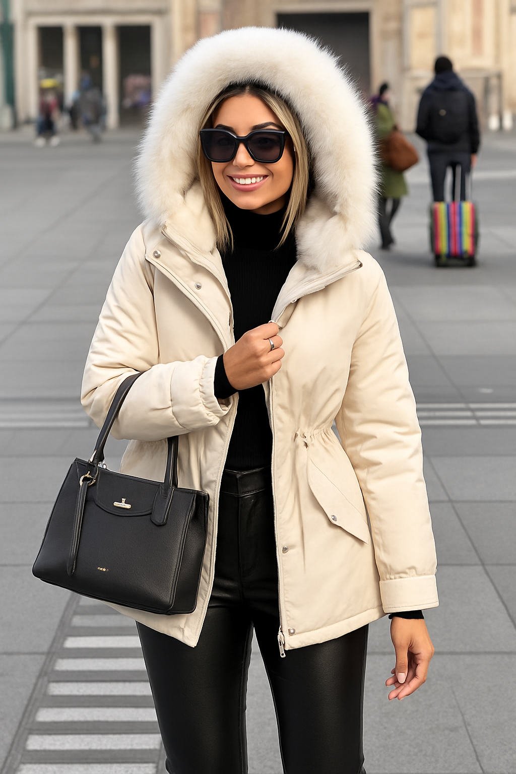 Quenora - Schicker Damen Winterschutz Mantel Weiß