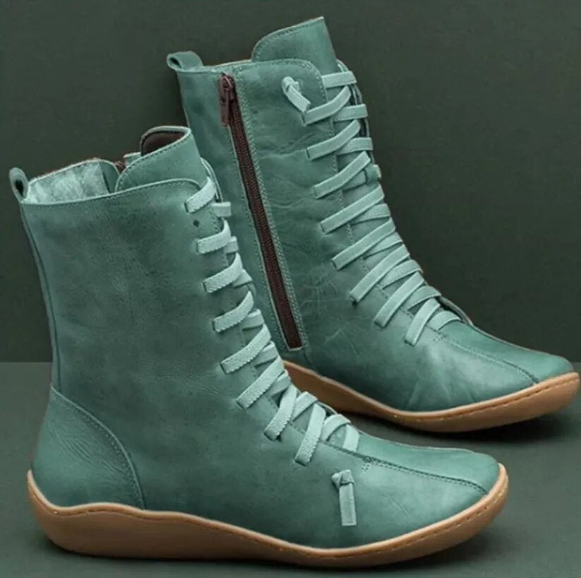 Querrina - Unisex Winterstiefel aus Naturleder Grün