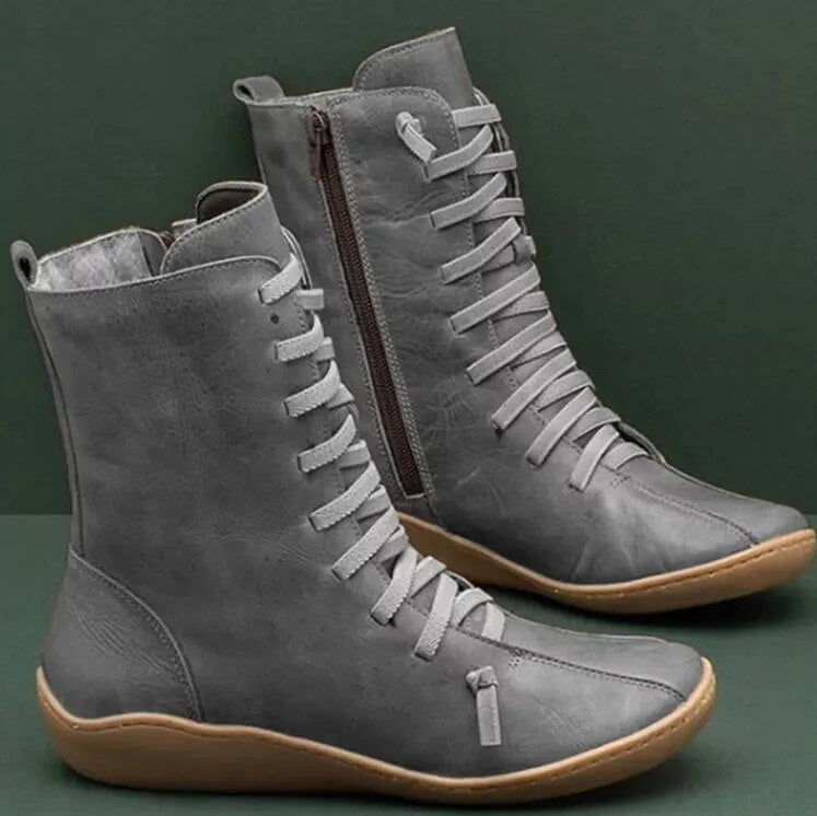 Querrina - Unisex Winterstiefel aus Naturleder Grau