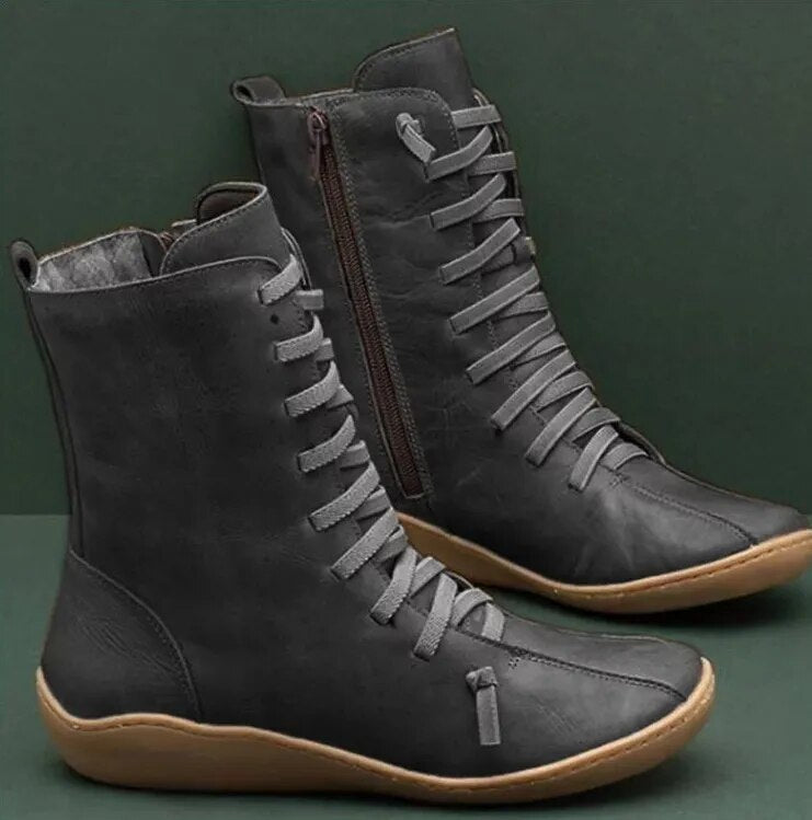 Querrina - Unisex Winterstiefel aus Naturleder Schwarz