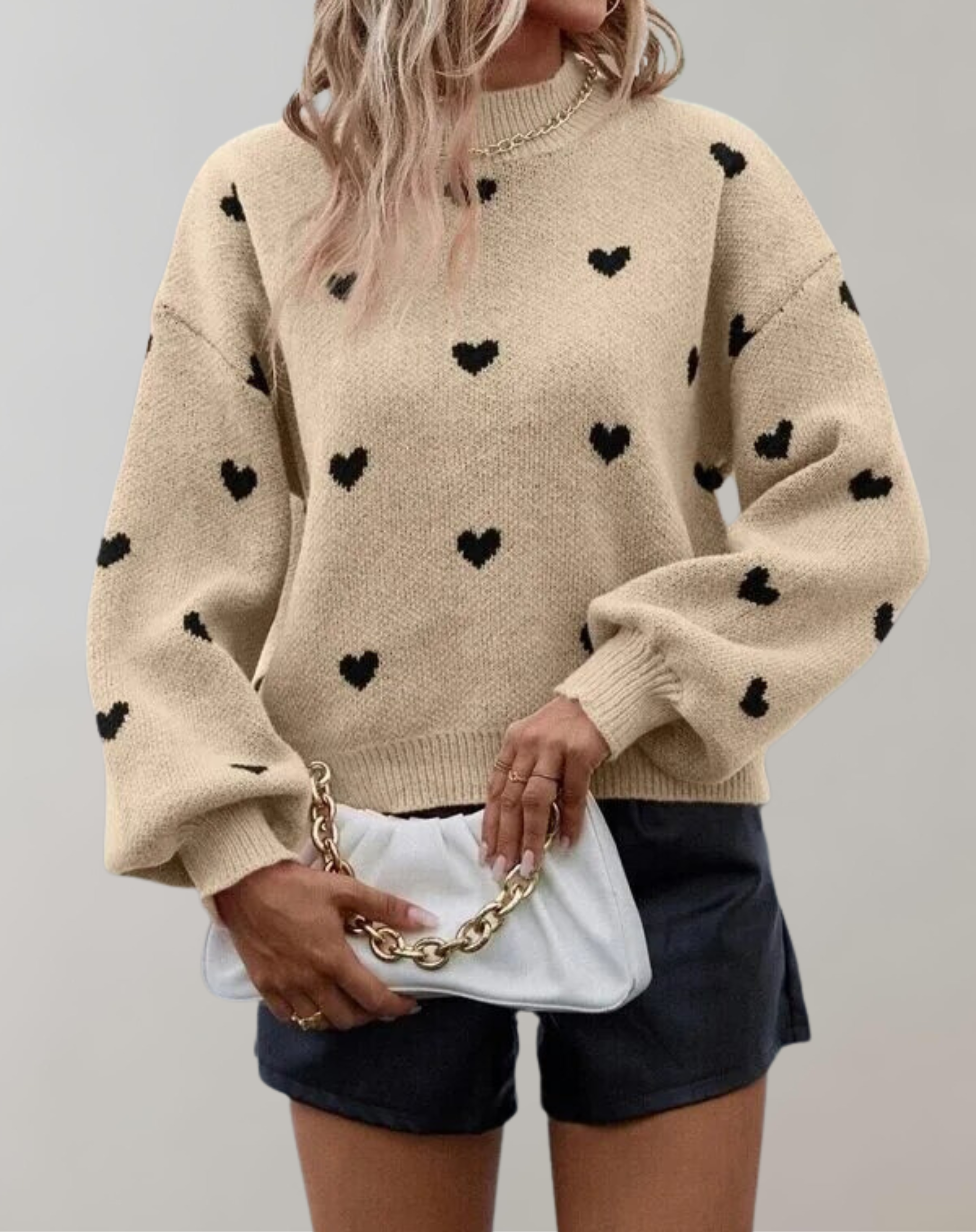 Quirene - Damen Pullover mit Herbst Stickerei Aprikose