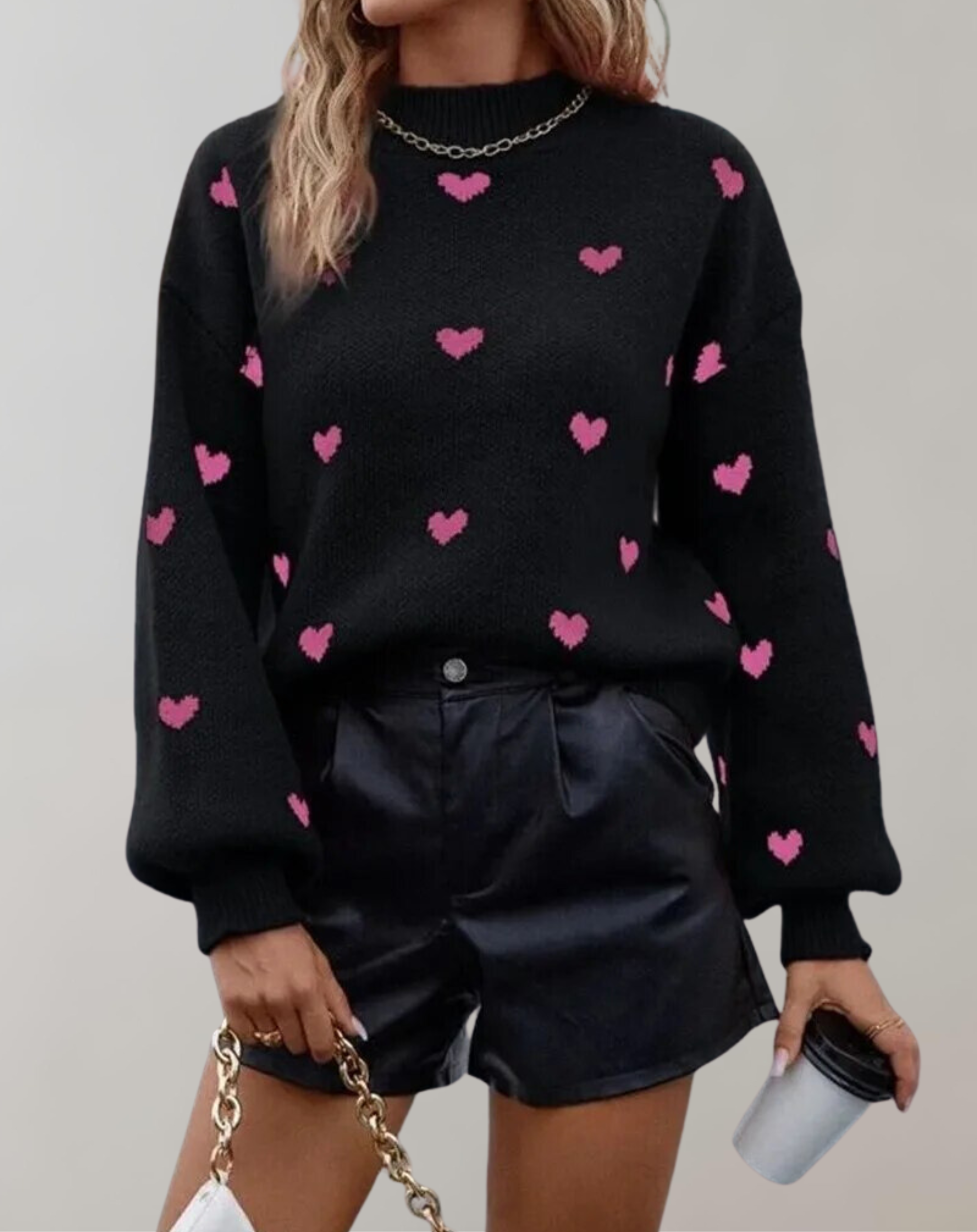 Quirene - Damen Pullover mit Herbst Stickerei Schwarz