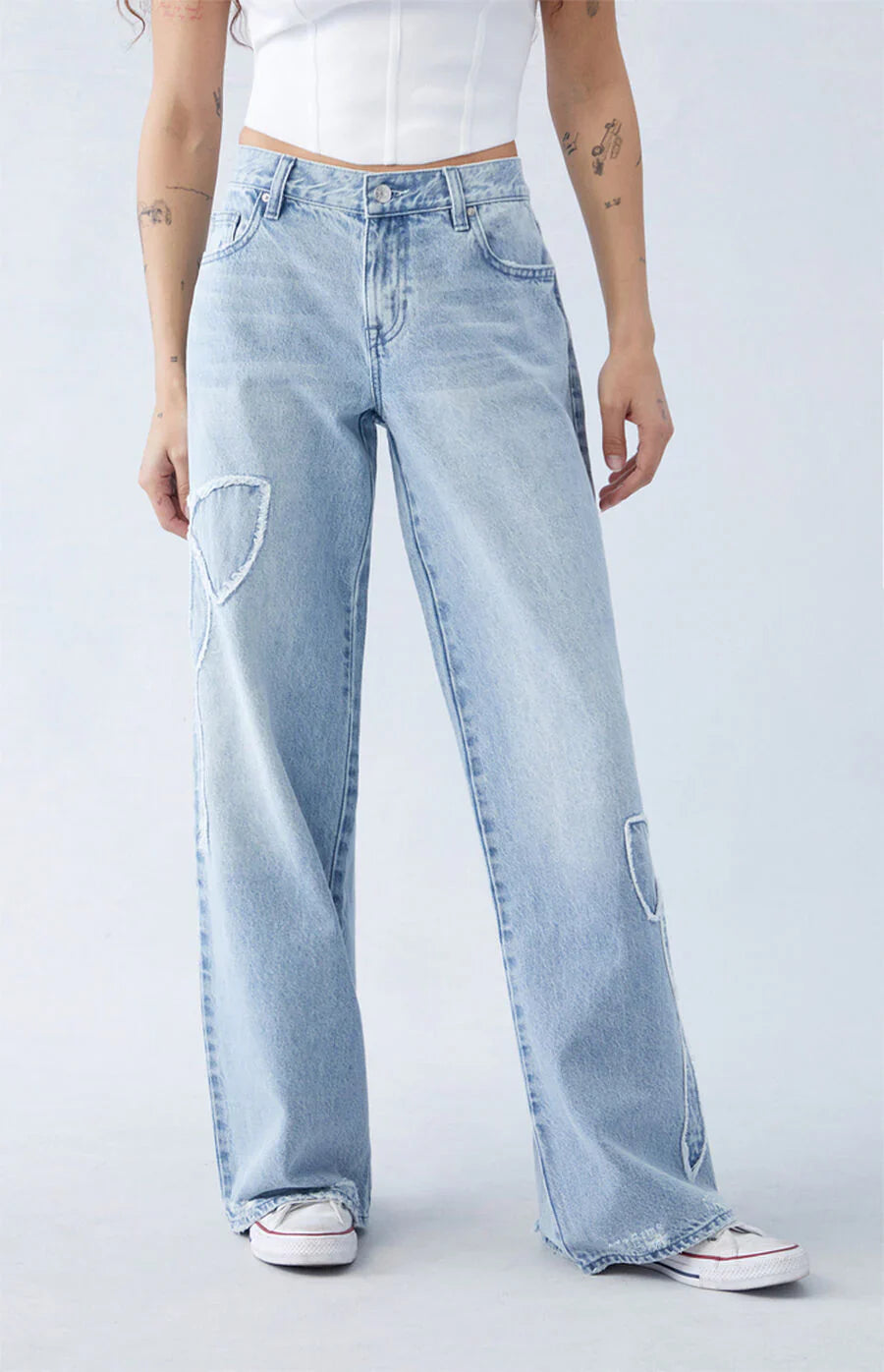 Quirien – Vintage-Jeanshose mit weitem Bein Hellblau 2