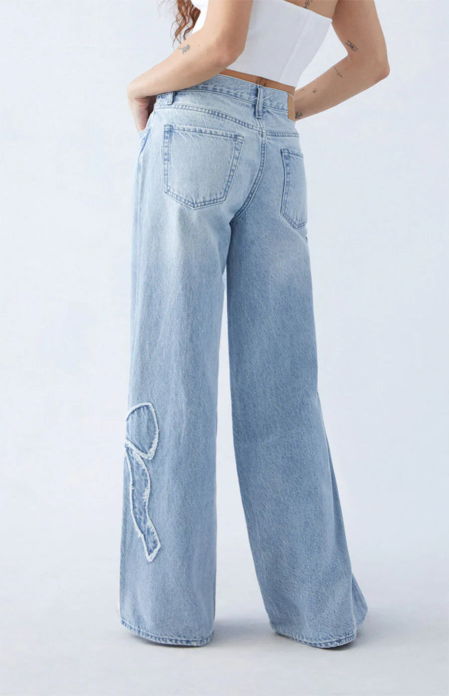 Quirien – Vintage-Jeanshose mit weitem Bein Hellblau 3
